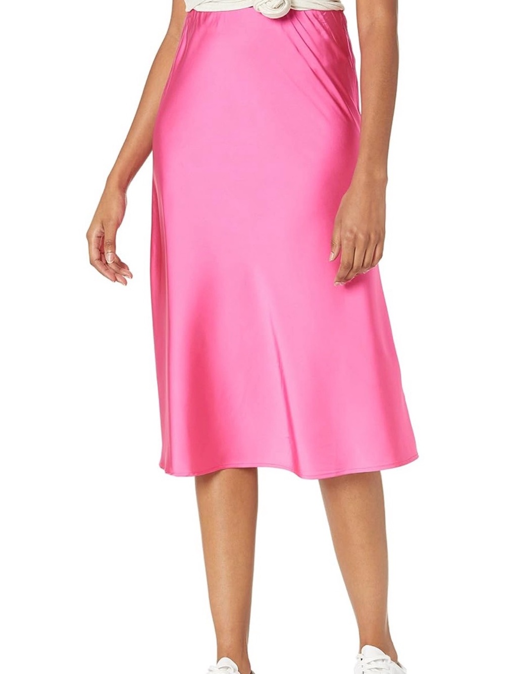 The Drop Women’s Maya Pink Silky Slip Midi Skirt - Size Medium